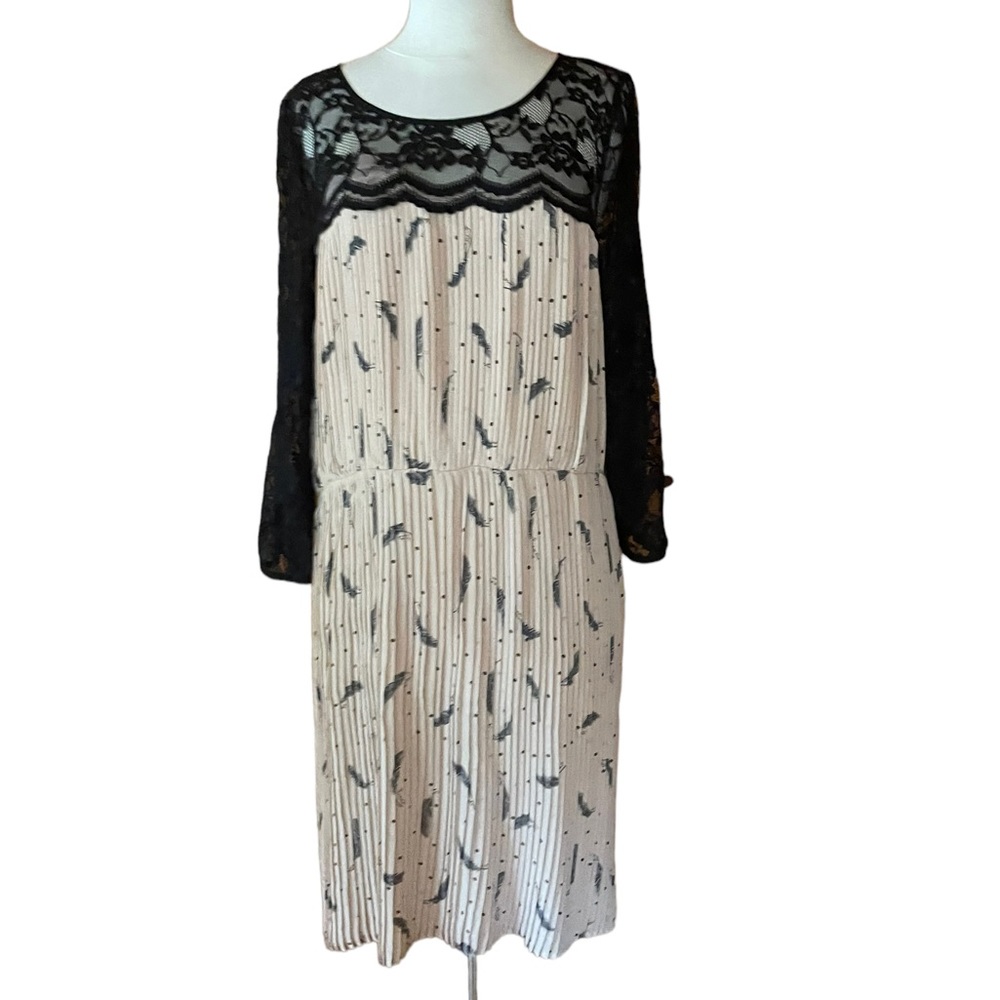 NWT‎ Black Rainn Lace Trim Midi Dress